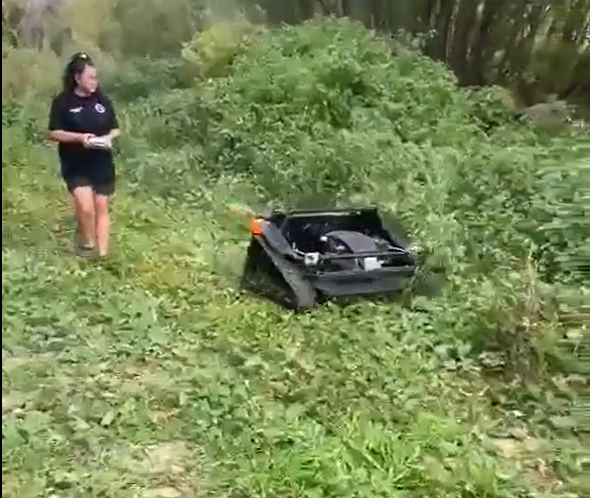 Gasoline self propelled electric battery blade rotary remote operated weed trimmer